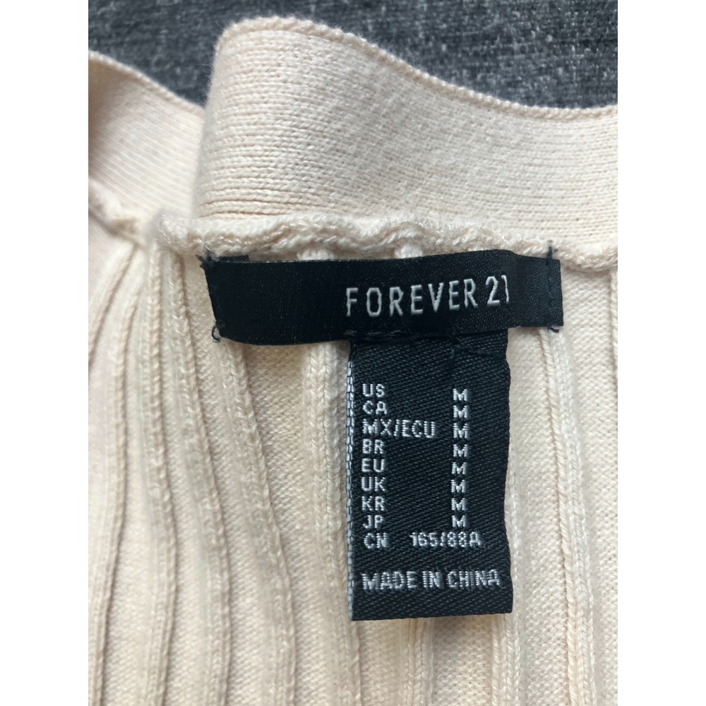 Forever 21‎ Sweater Dress Womens Medium Ivory Ribbed Knit V Neck Button Front - Picture 10 of 13